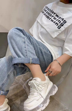 Shoes Women Sneakers Fashion Sole Design Light Color Summer Chunky Luxury Casual Sports Lace-up Basic Walking Shoes