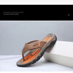 Cow Leather Outdoor Men Slippers Non-slip Wear-resistant Men's Flip Flops Summer Casual Shoes For Men Beach Sandals Plus Size