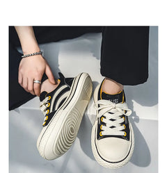 Brand Low Top Men's Canvas Sneakers Black Harajuku Big Head Platform Canvas Shoes Men Breathable Sport Casual Board Shoes Men