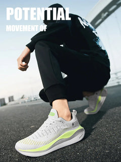 Men's breathable mesh thick-sole running shoes four season soft-sole non-slip outdoor casual sports shoes fashion light sneakers