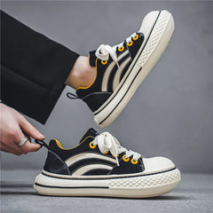 Brand Low Top Men's Canvas Sneakers Black Harajuku Big Head Platform Canvas Shoes Men Breathable Sport Casual Board Shoes Men