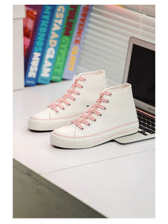 Retro High Top Canvas Shoes Classic Breathable Unisex Spring Autumn Fashionable Couple Style Cotton Lined Flat Bottom Sneakers