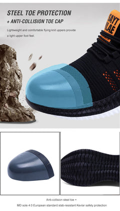 Work Safety Shoes Men's Safety Boots Anti-smash Work Shoes with Steel Toe Shoes Men Work Boots Anti-stab Safety Sneakers Male