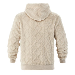 Autumn and winter leisure men's high street jacquard double-sided velvet hooded sports trend pullover sweater jacket