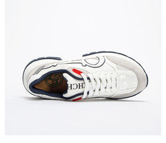 CHCH Women's Tennis Shoes 2024 Spring New Bull Leather+Fabric Spliced Casual Sports Shoes