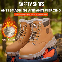 New 2024 Fashion Winter Velvet Work Safety Boots For Men Nail Proof Indestructible Waterproof Steel Toe Cap Male Sneakers