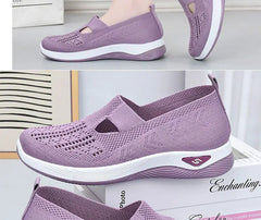 Women's New Summer Shoes Mesh Breathable Sneakers Light Slip on Flat Sandals Anti-slip Walking Woven Shoes Zapatillas De Mujer