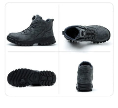 Rotating Buttons Work Boots Men Steel Toe Shoes Safety Boots Puncture-Proof Protective Shoes Waterproof Indestructible Shoes New