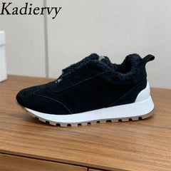 Casual New Sneakers Woman Round Toe Lace Up Outdoors Shoes Cow Suede Patchwork String Bead Comfort Flat Women's Sports Shoes