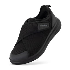 FitVille Men's Diabetic Shoes Extra Wide Slip-On Shoes for Swollen Feet Adjustable Walking Shoes for Elderly Foot Pain Relief