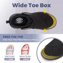 FitVille Men's Diabetic Shoes Extra Wide Slip-On Shoes for Swollen Feet Adjustable Walking Shoes for Elderly Foot Pain Relief