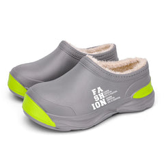STRONGSHEN Men Plush Warm Chef Shoes Outdoor Garden Clogs Proffesional Waterproof Oilproof Non-Slip Kitchen Shoes For Pet Work
