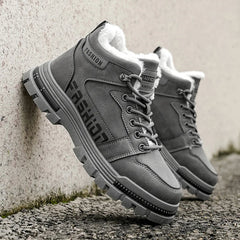 2025 Winter New: Men's Mid-High Top Warm Thickened Snow Sneakers - Versatile Trendy Platform Shoes for Outdoor Running
