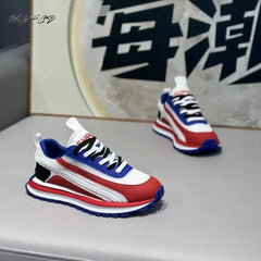 Chunky Sneaker Men Designer Retro Soft Sole Sport Shoes Fashion Casual Leather Fabric Breathable Height Increased Platform Shoes