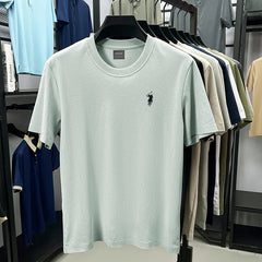 High end silky cotton breathable short sleeve T-shirt men summer designer Paul brand embroidered fashion casual round neck top