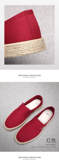 Soft Espadrilles Men Hemp Loafers Slip on Shoes Fashion Mens Shoes Casual Male Breathable Canvas Spring Rubber Sneakers Men