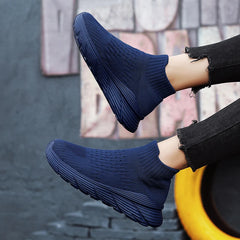 Soft Light Sneakers Men and Women Plus Size 35-46 Unisex Sports Shoes Thick Sole Cushioning EVA Slip On Ankle Socks Shoes