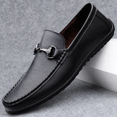 Elegantes Men Genuine Leather Loafers Non Slip Walking Shoes Breathable Outdoor Slip on Flats Casual Shoes Man Driving Moccasins