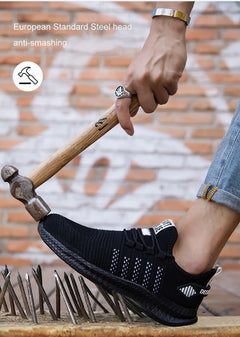 Work Safety Shoes Men's Safety Boots Anti-smash Work Shoes with Steel Toe Shoes Men Work Boots Anti-stab Safety Sneakers Male