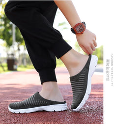 Men Slippers Summer Mesh Breathable Home Indoor Slippers Men Thick Bottom Slides Fashion Couple Walking Shoes Chanclas Hombre