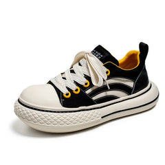 Brand Low Top Men's Canvas Sneakers Black Harajuku Big Head Platform Canvas Shoes Men Breathable Sport Casual Board Shoes Men