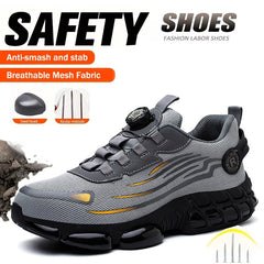Indestructible Steel Toe Shoes for Men Women Construction Industrial Work Safety Sneakers Rotated Button Easy Wear