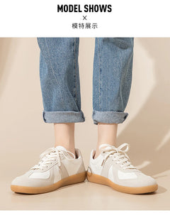 Luxury Designer Brand Women's Shoes 2025 Spring New Flat Casual Shoes PU Leather Breathable Fabric Comfortable Fashion Sneakers