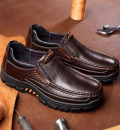 2025 New Handmade Genuine Leather Shoes 48 Men Loafers Soft Leather Men Thick Sole Casual Shoe Male Footwear Black Brown Slip-on