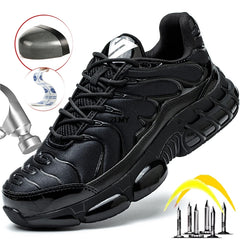 Air Cushion Safety Shoes Men Steel Toe Sneaker Puncture Proof Sport Work Shoes Man Safety Boots Black Male Work Boots Plus Size
