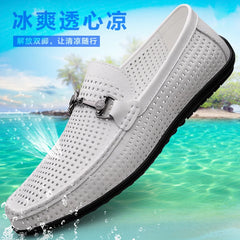 Elegantes Men Genuine Leather Loafers Non Slip Walking Shoes Breathable Outdoor Slip on Flats Casual Shoes Man Driving Moccasins