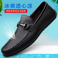 Elegantes Men Genuine Leather Loafers Non Slip Walking Shoes Breathable Outdoor Slip on Flats Casual Shoes Man Driving Moccasins