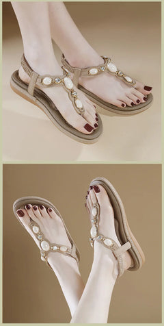 Summer New woman sandals Fashion Flats Women Casual Beach Shoes Women's Bohemia Style Leisure sandals Large Size 36-42