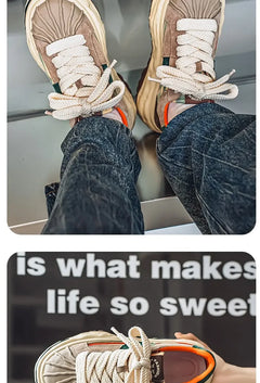 Sneakers Casual Mens Designer Dissolved Sole Board Shoes Fashion Leather Fabric Breathable Height Increased Platform Sport Shoes