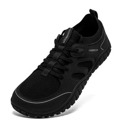 HOBIBEAR Wide Toe Running Sneakers Unisex Minimalist Mesh Breathable Shoes Artificial Leather Lace Up Walking Sneakers