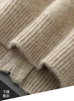 100% Merino Wool Men's Warm Sweater Mock Collar Thickened Zippered Cardigan Autumn Winter New Cashmere Knitted Long Sleeve Tops