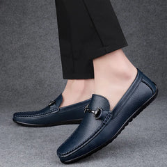Elegantes Men Genuine Leather Loafers Non Slip Walking Shoes Breathable Outdoor Slip on Flats Casual Shoes Man Driving Moccasins
