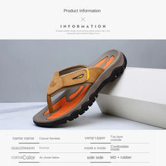 Cow Leather Outdoor Men Slippers Non-slip Wear-resistant Men's Flip Flops Summer Casual Shoes For Men Beach Sandals Plus Size