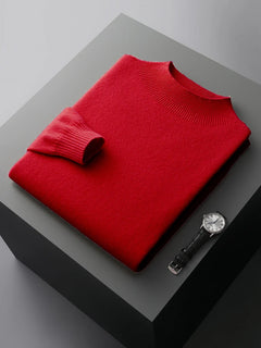 New Men's 100% Merino Wool Mock Neck Pullover Soft Warm Jumpers Quality Cashmere Sweater Casual Smart Knitwear Basic Tops Clothi