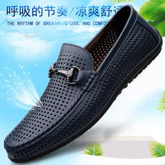 Elegantes Men Genuine Leather Loafers Non Slip Walking Shoes Breathable Outdoor Slip on Flats Casual Shoes Man Driving Moccasins