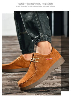 High Quality Men Casual Shoes Suede Leather Work Shoes Platform British Business Party Dress Shoes Male Lace-up Flats Sneakers