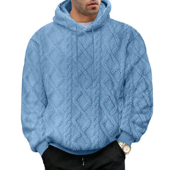 Autumn and winter leisure men's high street jacquard double-sided velvet hooded sports trend pullover sweater jacket