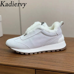 Casual New Sneakers Woman Round Toe Lace Up Outdoors Shoes Cow Suede Patchwork String Bead Comfort Flat Women's Sports Shoes