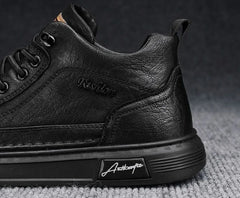 Classic Men Leather Casual Shoes Spring New High Top Platform Shoes Loafers Luxury British Business Style Walking Shoe Masculino