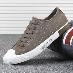 New Men's Low-cut Canvas Shoes Students Joker Lace-up Casual Shoe.