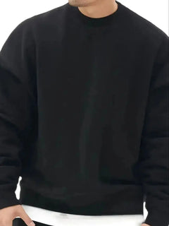 Black round Neck Sweatshirt Men's Casual Fashion Solid Color Sporty Loose Fit Spring Autumn Wear for Teenagers And Adults