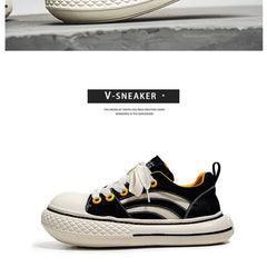 Brand Low Top Men's Canvas Sneakers Black Harajuku Big Head Platform Canvas Shoes Men Breathable Sport Casual Board Shoes Men