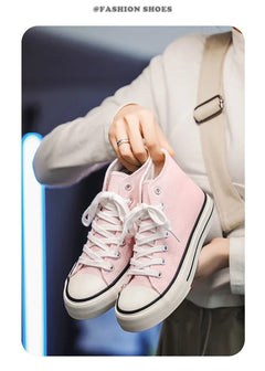 Retro High Top Canvas Shoes Classic Breathable Unisex Spring Autumn Fashionable Couple Style Cotton Lined Flat Bottom Sneakers