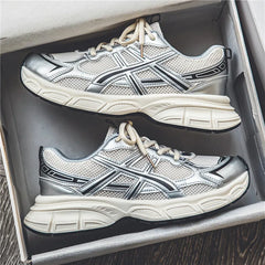 Men Breathable Casual Shoes Trendy Lace Up Vulcanized Sports Shoes Male Thick Sole Non-slip Dad Shoes Large Size 48