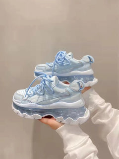 Shoes Women Sneakers Fashion Sole Design Light Color Summer Chunky Luxury Casual Sports Lace-up Basic Walking Shoes