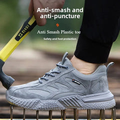 plastic toe cap safety shoes lightweight comfortable construction shoes for men protective work sneakers anti-slip work shoes